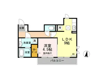 パークリバーⅠ(1LDK/1階)の間取り写真