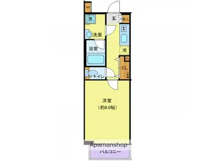 プレール・ドゥーク高井戸(1K/2階)の間取り写真