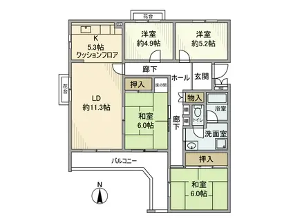 エステート上水本町6号棟(4LDK/3階)の間取り写真