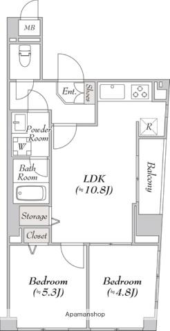 MYRIA RESIDENCE KOENJI(2LDK/2階)の間取り写真
