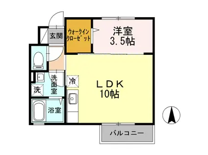 ラディア(1LDK/1階)の間取り写真
