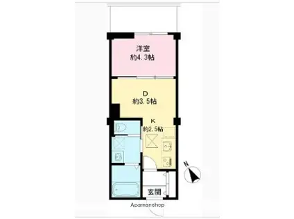 つむぎの杜 西荻みなみ(1DK/1階)の間取り写真