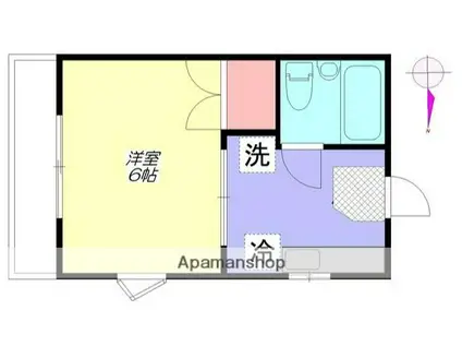 パインヒルハイムAB棟(1K/1階)の間取り写真