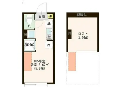 AVENIR 上石神井(ワンルーム/1階)の間取り写真