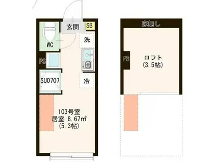 AVENIR 上石神井(ワンルーム/1階)の間取り写真