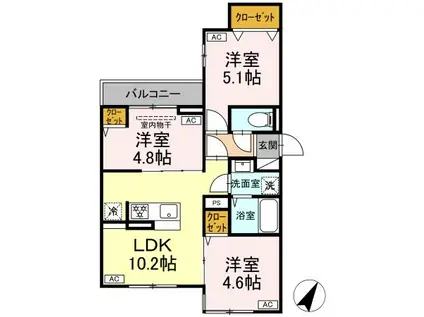 セレスティア白鷺II(3LDK/2階)の間取り写真