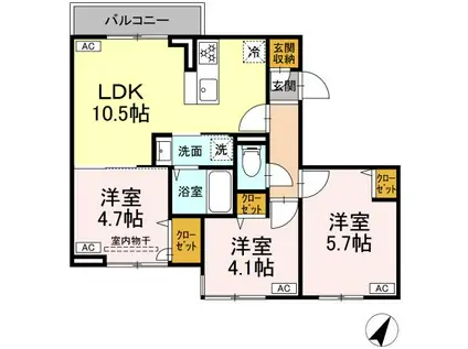 セレスティア白鷺II(3LDK/3階)の間取り写真