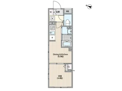 GRANPASEO中野Ⅲ(1DK/2階)の間取り写真