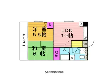 フォルジュ山田(2LDK/3階)の間取り写真