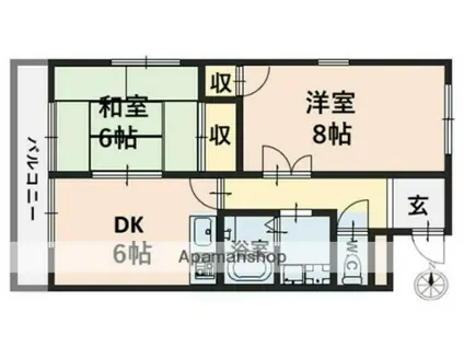 FKマンション(2DK/4階)の間取り写真