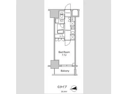 プラウドフラット浅草駒形(1K/7階)の間取り写真