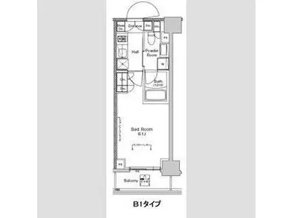 プラウドフラット門前仲町5(1K/10階)の間取り写真