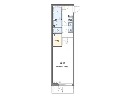 クレイノフルブルーム(1K/3階)の間取り写真