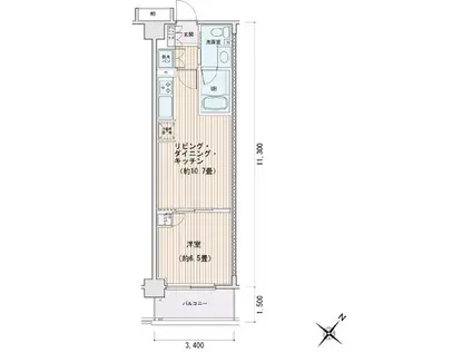 エスティメゾン豊洲レジデンス E棟(1LDK/3階)の間取り写真