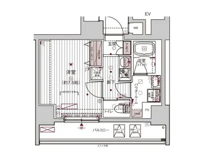 メインステージ浅草入谷Ⅰ(1K/10階)の間取り写真