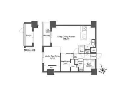 コンフォリア日暮里(2LDK/1階)の間取り写真