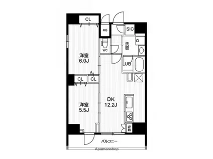 ジェノヴィア両国5スカイガーデン(2LDK/9階)の間取り写真