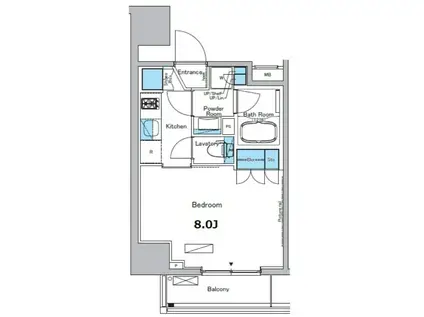 ブラウ門前仲町(1K/11階)の間取り写真