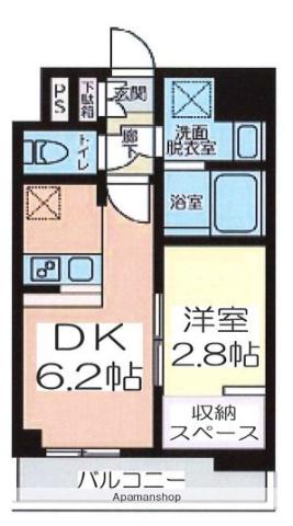 ドゥーエ浅草橋2(1DK/7階)の間取り写真