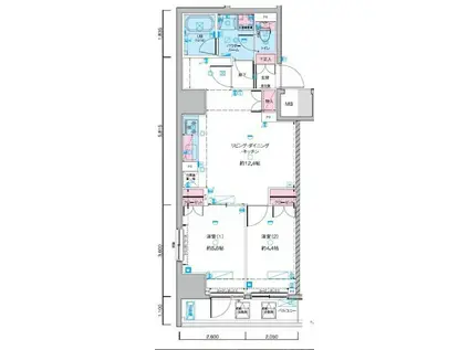 ジェノヴィア浅草Ⅳスカイガーデン(2LDK/7階)の間取り写真
