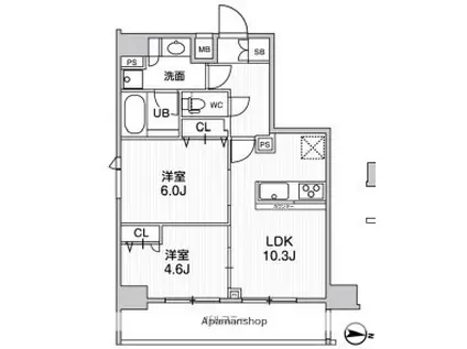 ジェノヴィア三ノ輪Ⅱスカイガーデン(2LDK/7階)の間取り写真