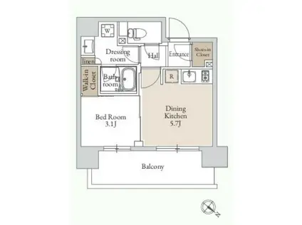 グランカーサ三ノ輪Ⅲ(1DK/12階)の間取り写真