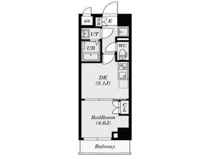 PASEO本所吾妻橋(1DK/5階)の間取り写真