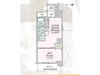 アイルグランデ浅草(1LDK/10階)の間取り写真