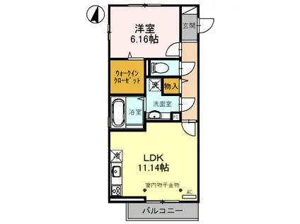 ル・ブラン立花(1LDK/2階)の間取り写真