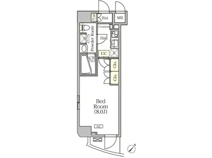 アジールコート門前仲町(1K/10階)の間取り写真