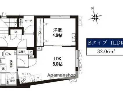 レピュア青砥レジデンス(1LDK/1階)の間取り写真