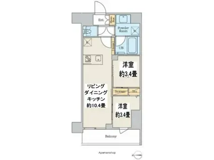 クレストコート本所吾妻橋ノース(2LDK/6階)の間取り写真