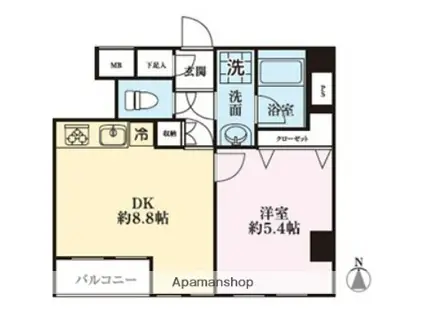 亀戸天神東スカイマンション(1LDK/3階)の間取り写真