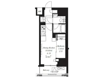 フレンシア御徒町(1DK/8階)の間取り写真