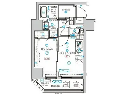 MIND両国(1DK/7階)の間取り写真