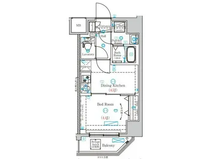 MIND両国(1DK/5階)の間取り写真
