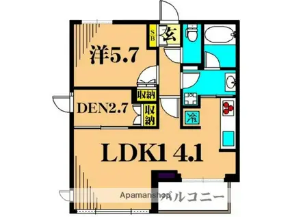 フレンシア玉川田園調布(1SLDK/2階)の間取り写真