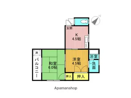 中村マンション(2DK/4階)の間取り写真