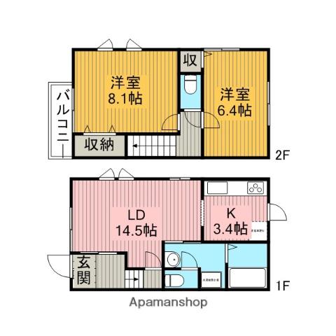 アヴェニール武蔵野(2LDK)の間取り写真