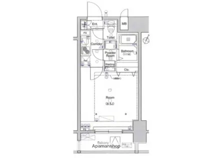 L-FLAT 田町(1K/2階)の間取り写真