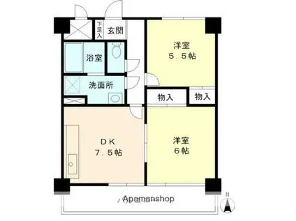 エクセルみたけ(2DK/5階)の間取り写真