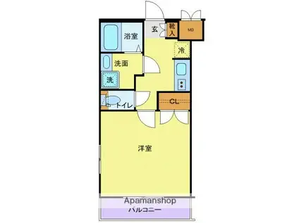 ラグジュアリーアパートメント砧(1K/4階)の間取り写真