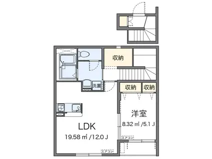 レオネクストメゾンエルブ南大泉(1LDK/2階)の間取り写真
