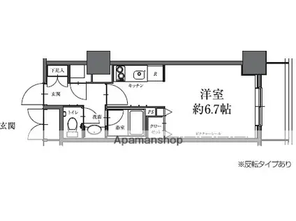 HF駒沢公園レジデンスTOWER(ワンルーム/19階)の間取り写真