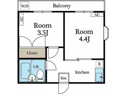 YKBAホーム野方(2K/1階)の間取り写真