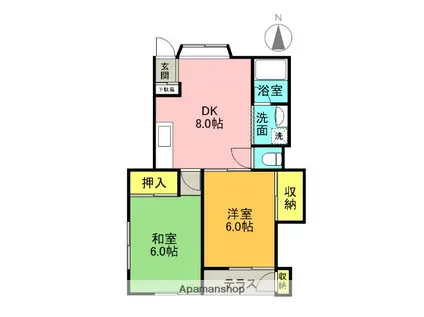 コーポチェリー(2DK/1階)の間取り写真