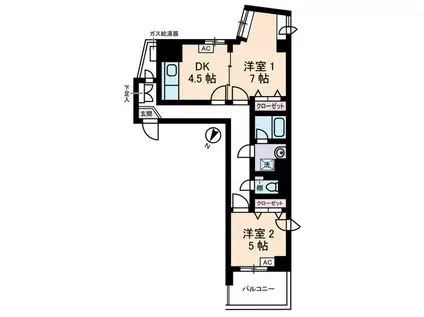 ソレイユ駒沢(2DK/6階)の間取り写真