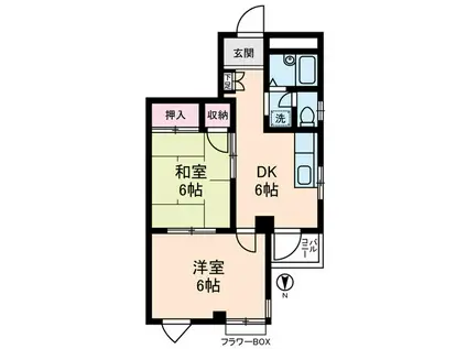 プロヴィデンス秀洋(2DK/3階)の間取り写真