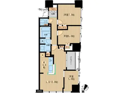 ザ・神宮前レジデンス(3LDK/8階)の間取り写真