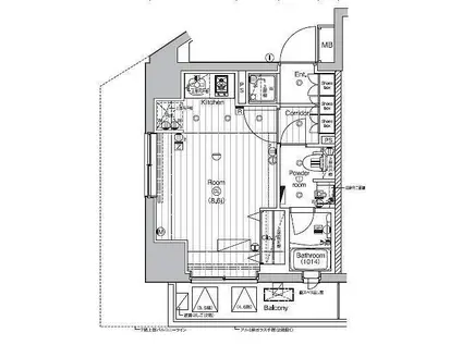PREMIUM CUBE代々木上原(ワンルーム/3階)の間取り写真
